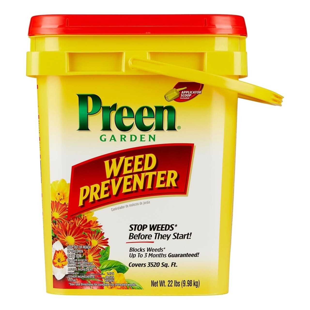 Preen Garden Weed Preventer Blocks Weeds up to 3 Months (22 LBS 3520 Sq. Ft.)